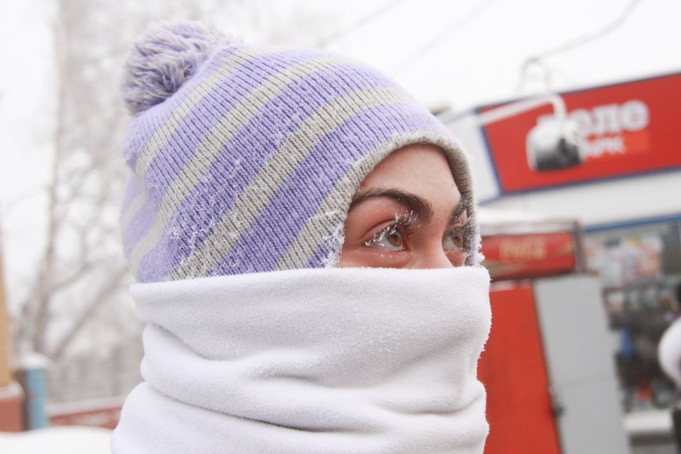 Барнаул. Зима. Сильный мороз