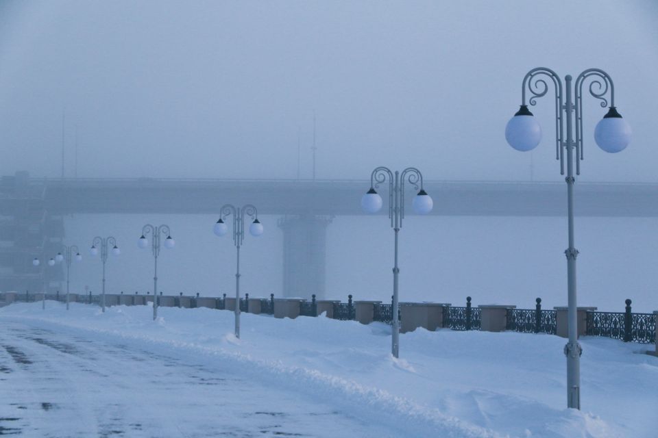 Барнаул. Зима. Сильный мороз
