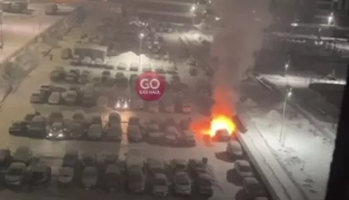 На барнаульской парковке морозной ночью сгорел дотла Renault Logan