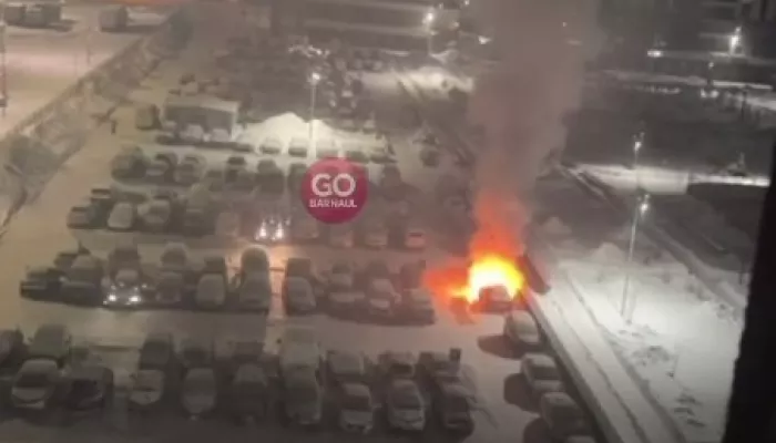 На барнаульской парковке морозной ночью сгорел дотла Renault Logan