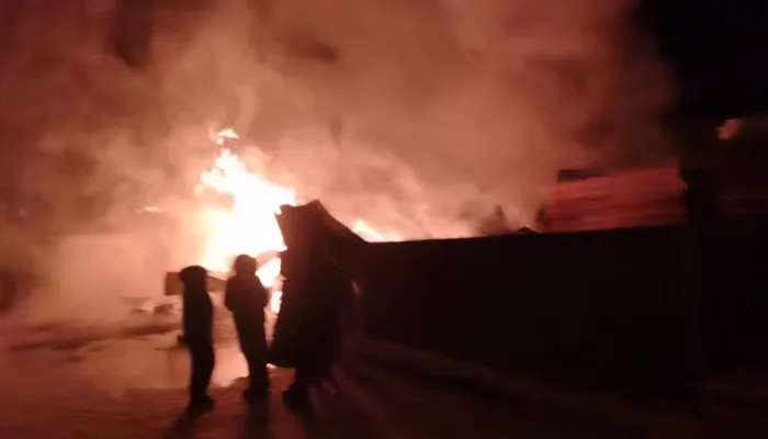 В алтайском селе сгорел деревообрабатывающий цех. Фото