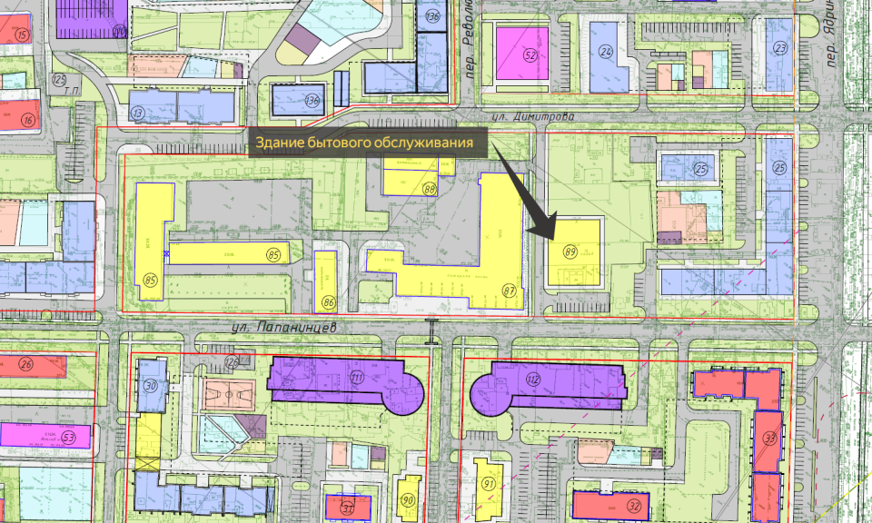 Фрагмент чертежа проекта планировки квартала "Строитель"