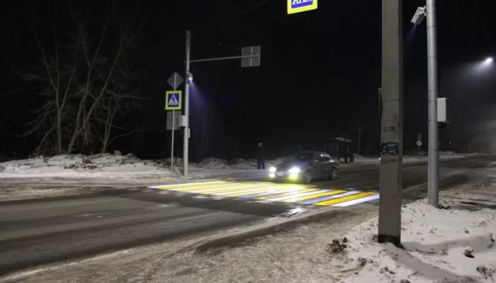 Первый проекционный пешеходный переход появился в Алтайском крае