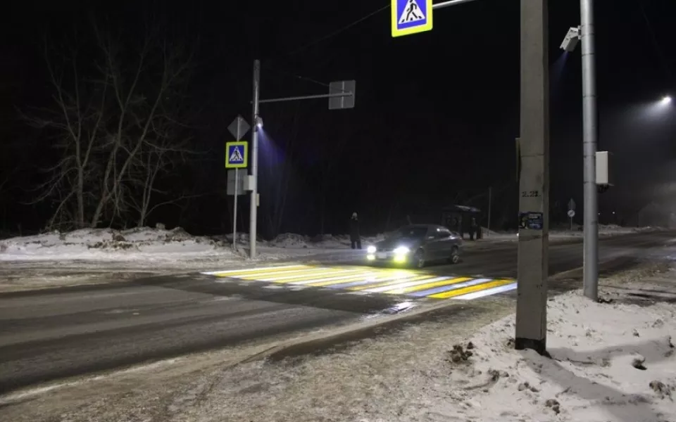 Первый проекционный пешеходный переход появился в Алтайском крае
