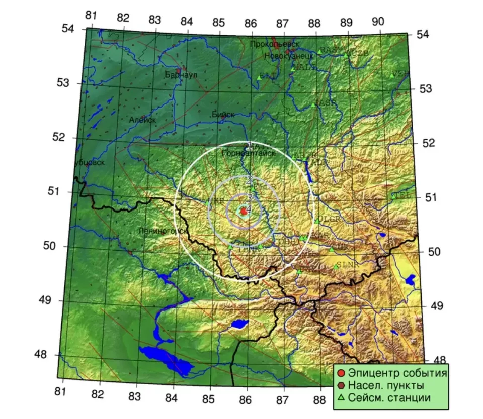 Землетрясение в Онгудайском районе Республики Алтай