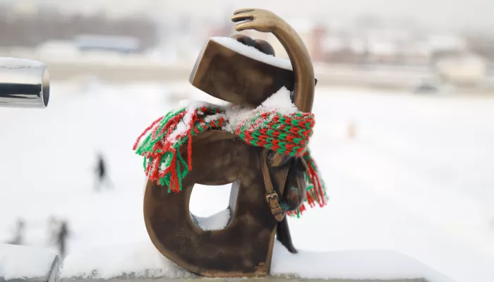 Утеплились: бронзовые арт-объекты в центре Барнаула укутали в милые шарфики