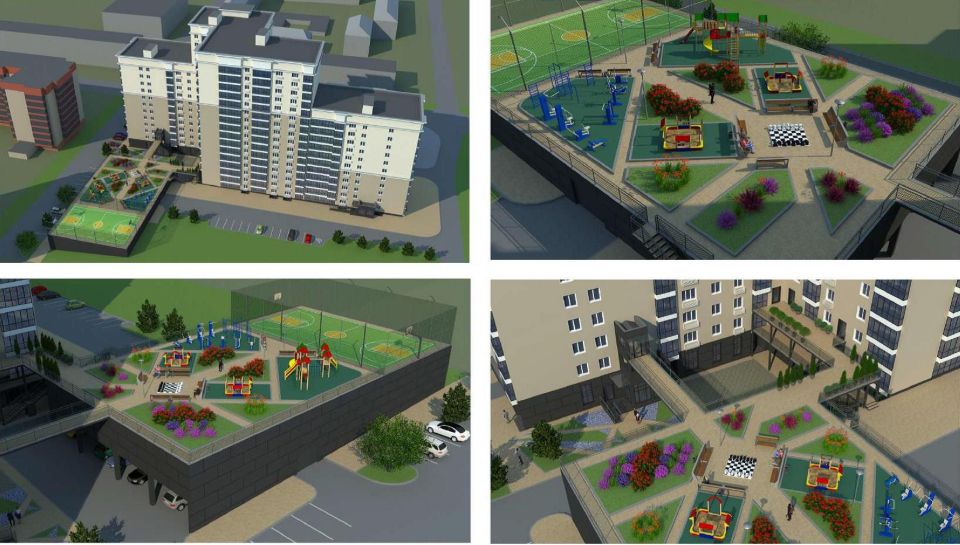 Визуализация проекта на пр. Комсомольском, 48. Внутренний двор