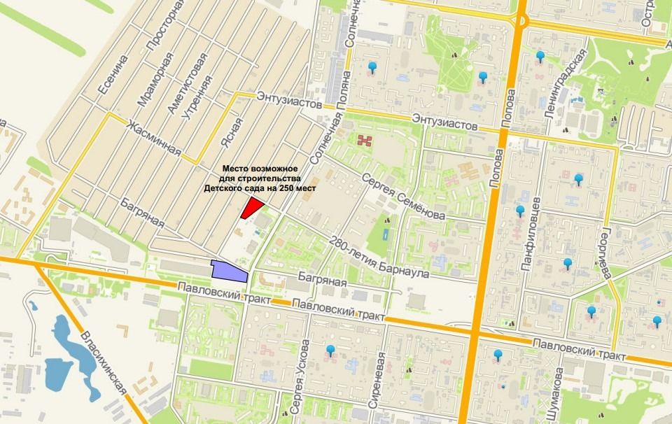 Перспективный участок под детсад на ул. Жасминной