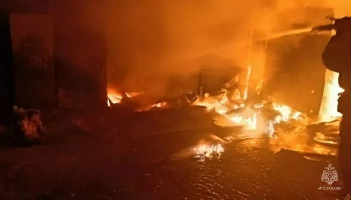 Серьезный пожар в гараже потушили спасатели в Алтайском крае