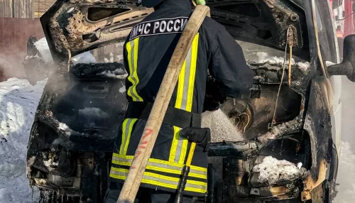 Огонь уничтожил Газель в Барнауле. Фото с места ЧП