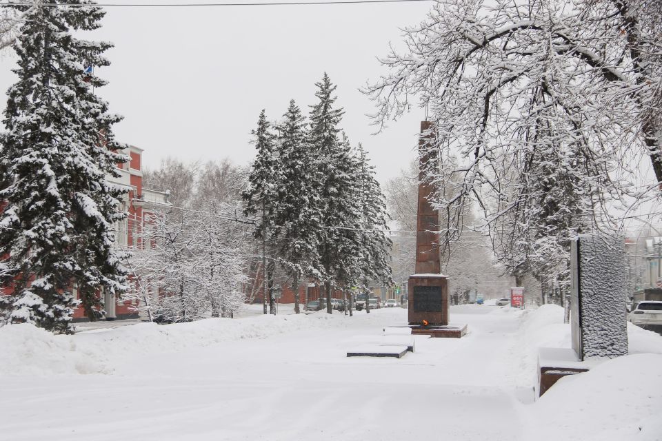 Снегопад в Барнауле. Погода