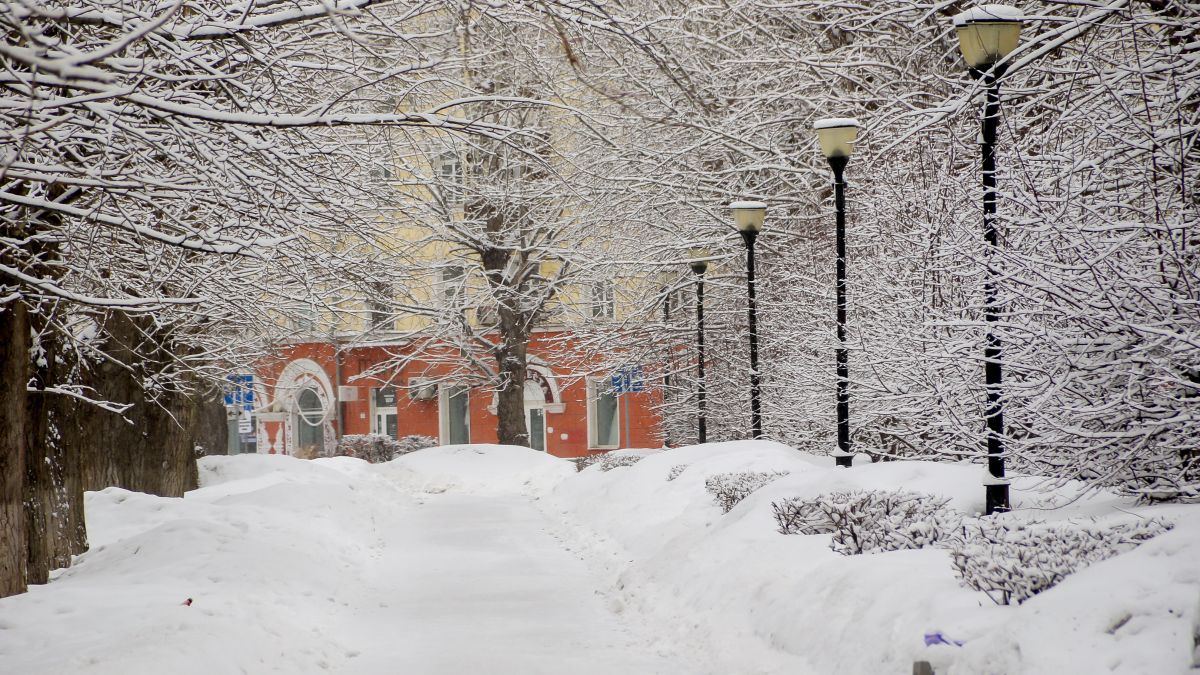 Снегопад в Барнауле. Погода