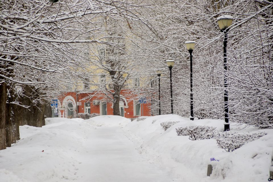 Снегопад в Барнауле. Погода