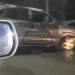 Машина загорелась после столкновения под Барнаулом. Видео