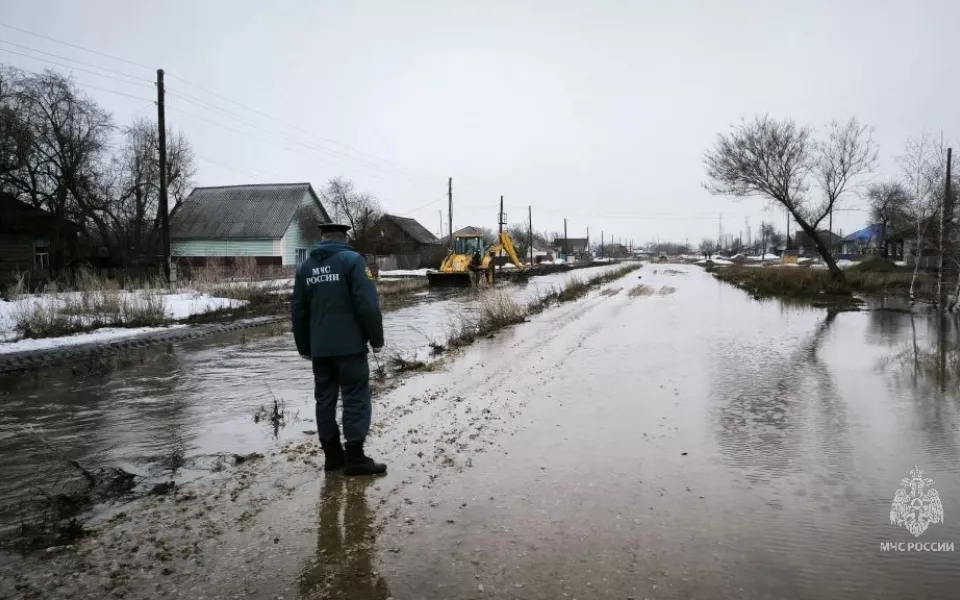 Талой водой в Алтайском крае начало топить дворы и залило мост