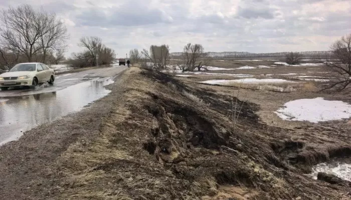 Из-за разлива ручья в Алтайском крае перекрыли дорогу