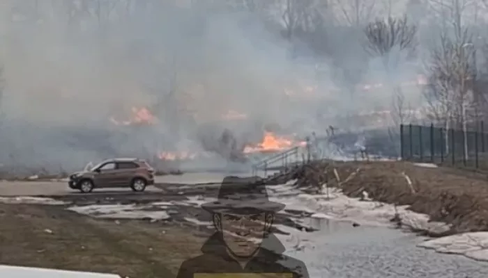 Сухая трава загорелась у детского сада в Новоалтайске