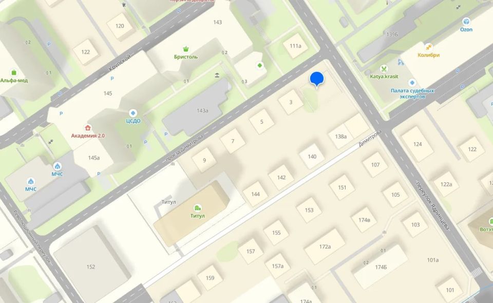 Участок на углу ул. Димитрова и пер. Ядринцева