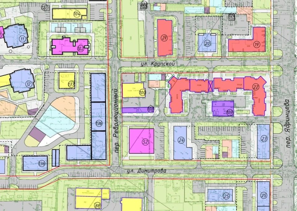 Фрагмент проекта планировки группы кварталов "Строитель"
