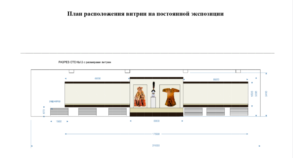 План расположения витрин на постоянной экспозиции 