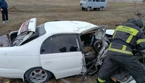 Водитель на Toyota снес бетонный столб  в алтайском селе