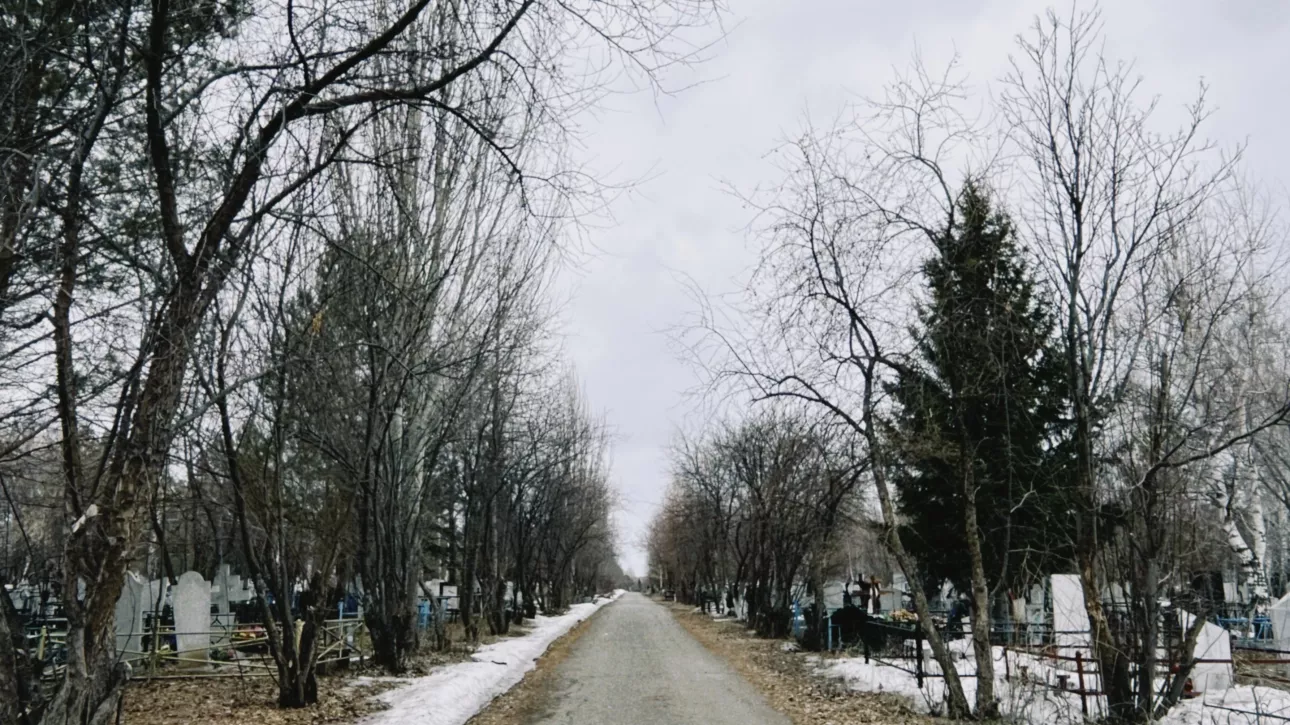 Редкие сугробы и листва: как выглядит главное кладбище Барнаула в преддверии Радоницы