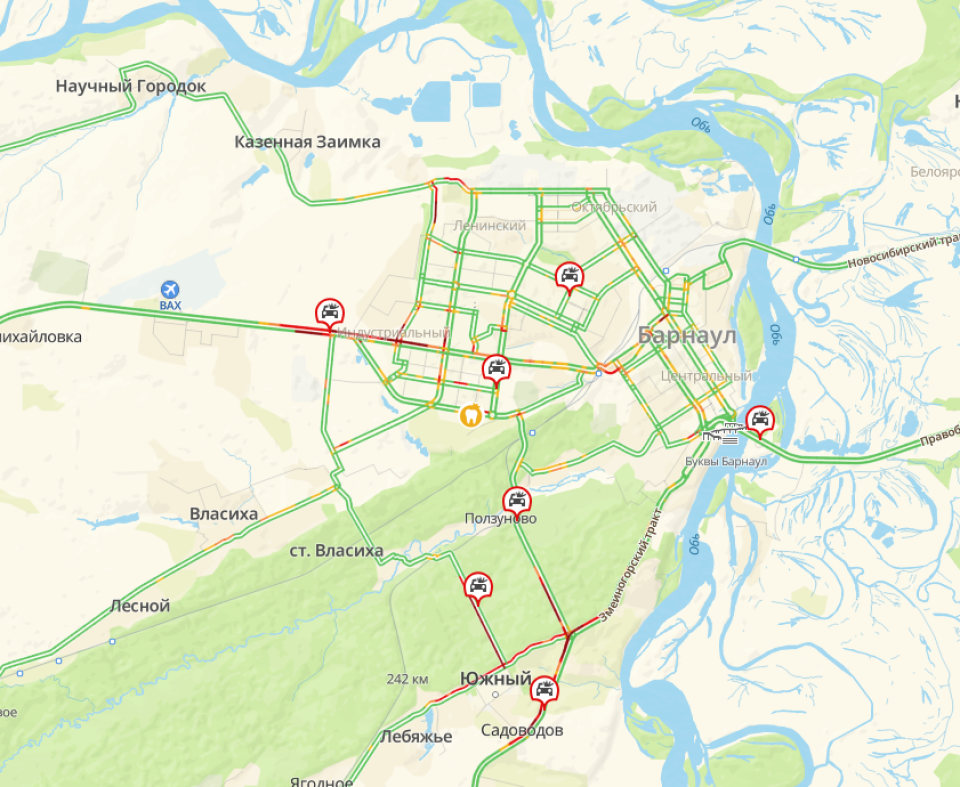 Пробки в Барнауле 25 апреля