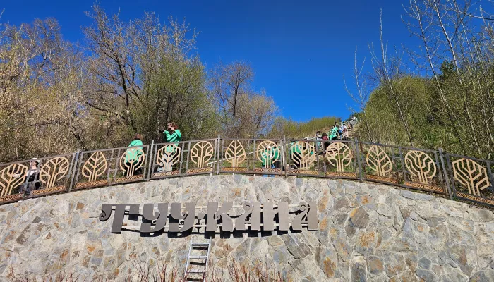 В панорамном парке Гора Туугая провели субботник и высадили 100 кустов маральника