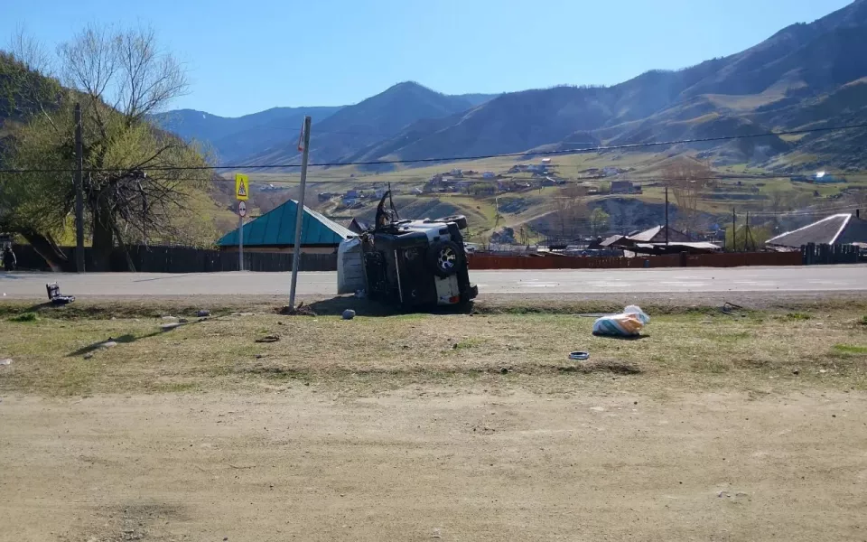 Женщина и двое детей попали в больницу после наезда УАЗа на ЛЭП в Республике Алтай