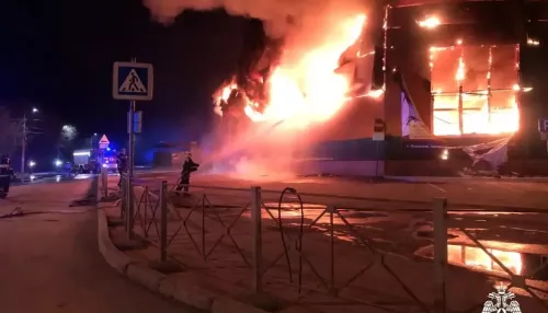 Огромный пожар произошел в ТЦ в Новосибирской области