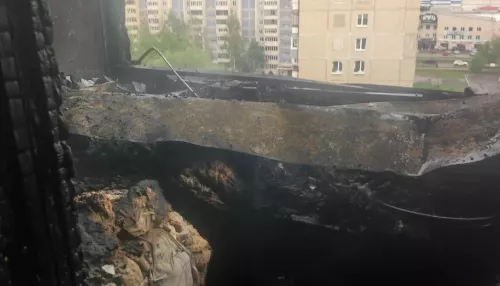 Пожар произошел в жилой девятиэтажке в Барнауле. Фото