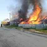 Крупный пожар произошел в частных домах в барнаульском поселке Затон. Фото