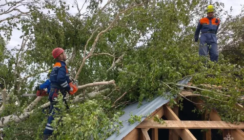 Более 150 зданий повреждено в Краснощековском районе после урагана. Фото