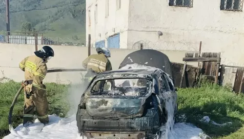 Припаркованная легковушка сгорела дотла в Республике Алтай