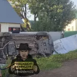 Компания отдыхающих в Барнауле отправила авто в полет в частном секторе