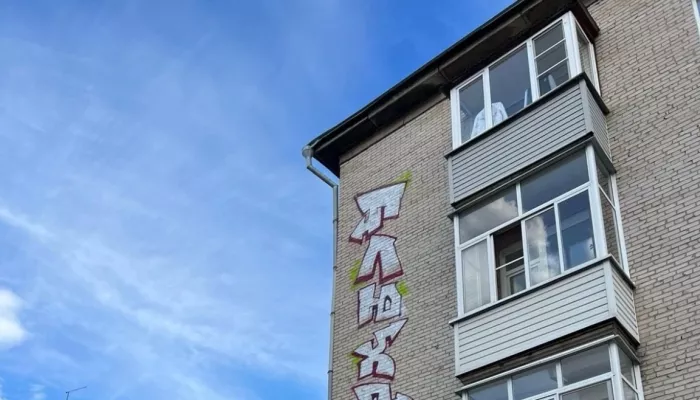 Неизвестные разрисовали фасад дома в центре Барнаула