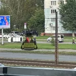 Массовая авария с переворотом произошла на улице Малахова в Барнауле
