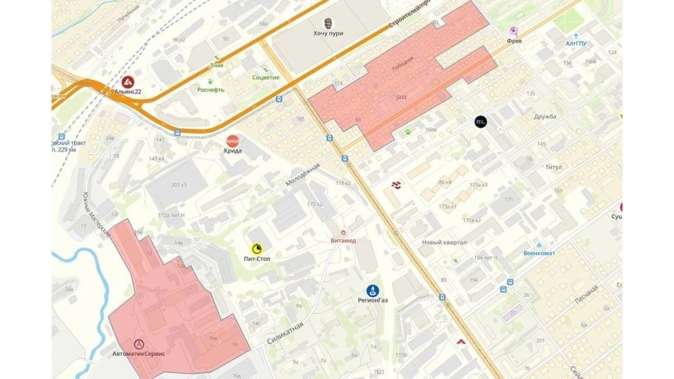 Сектор отключения обозначен на схеме красным цветом