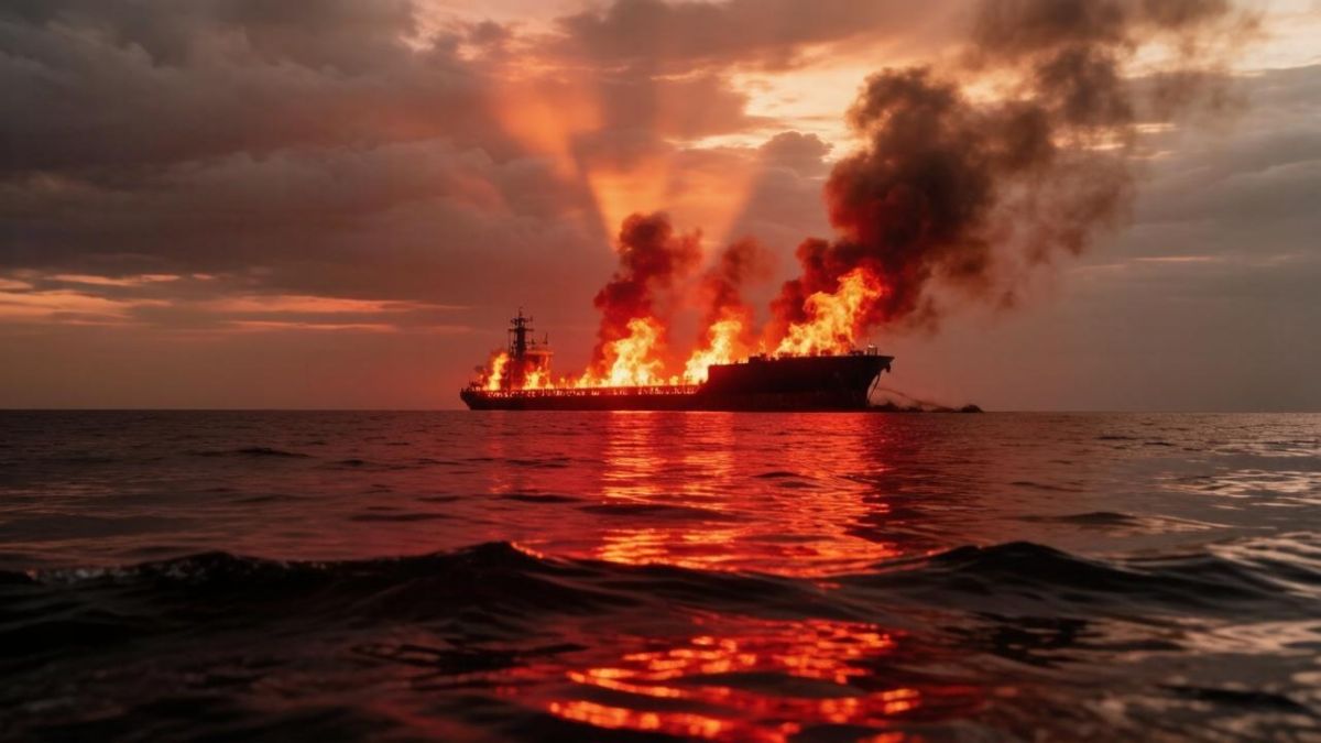 Возгорание в море