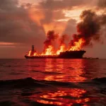 Закрыты пляжи Сочи и Сириуса: в Черном море после атаки загорелся нефтяной танкер