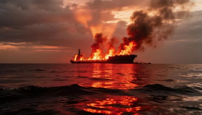 Закрыты пляжи Сочи и Сириуса: в Черном море после атаки загорелся нефтяной танкер