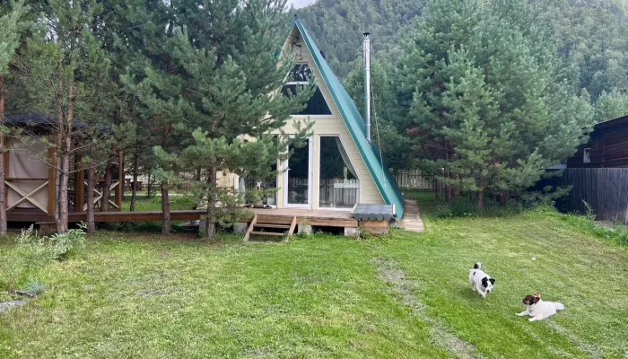 Треугольный дом-шалаш с камином и мезонином продают в Горном Алтае. Фото