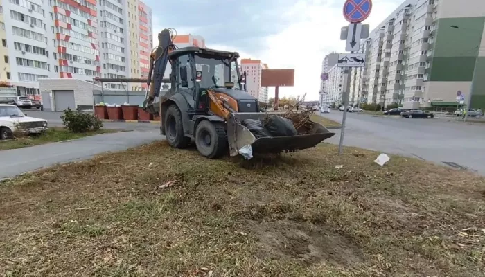 В Барнауле продолжается осенняя уборка территорий города. Фото