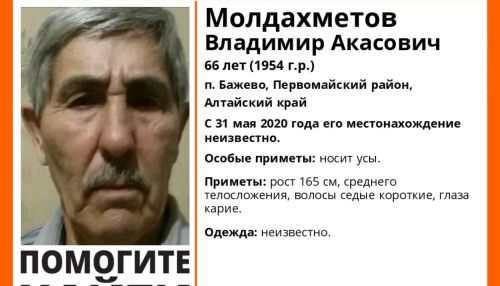 Пожилого мужчину с усами ищут волонтеры в Алтайском крае