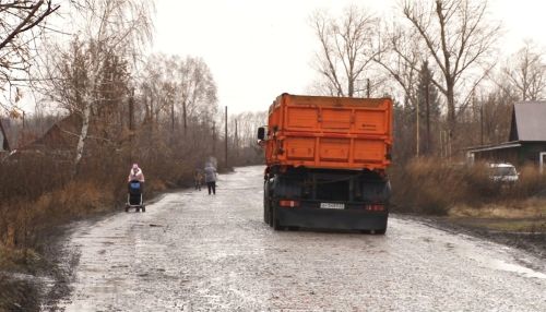 Грузовики со свеклой превратили в грязное месиво дорогу в алтайском селе