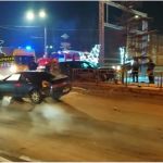 Автомобиль залетел на аллею после жесткого ДТП на проспекте Ленина в Барнауле