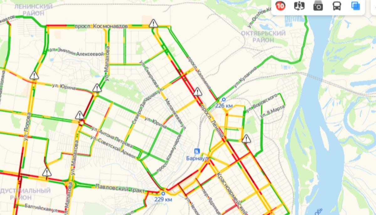 Пробки барнаул онлайн сейчас карта