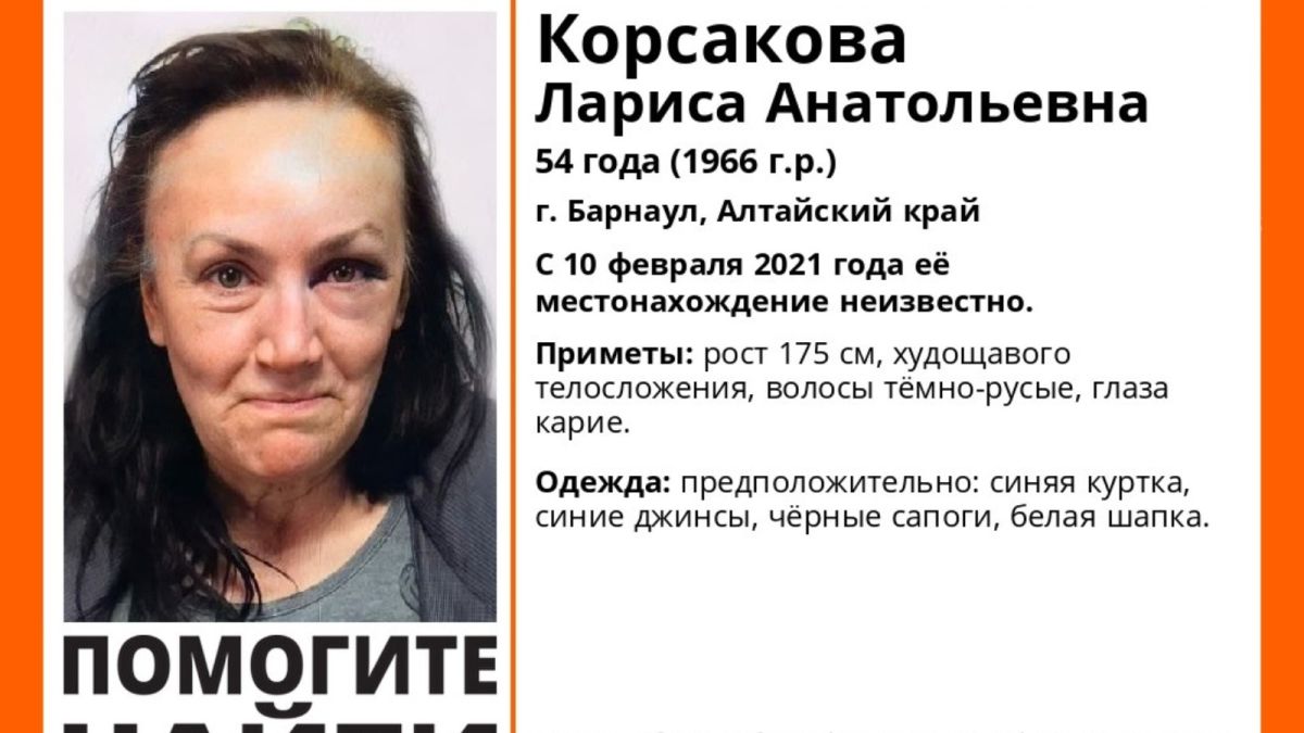 В Барнауле волонтеры ищут пропавшую 54-летнюю женщину - Толк14022021