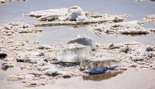 Глыбы льда и водная гладь: в Барнауле на реке Обь тронулся лед