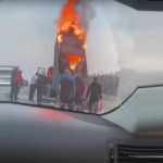 На трассе Барнаул-Новосибирск загорелся грузовик